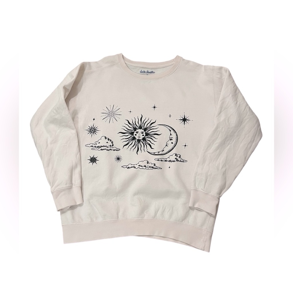 Jake Austin Woman’s Sweatshirt, Faint Rose Color with Black Sky Design, Size S